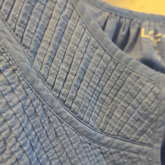 LOFT Blue Smocked Yoke Sleeveless Top - Picture 5 of 6